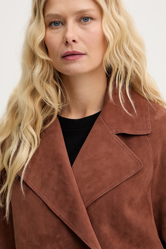 Weekend Max Mara krótka kurtka damska zamszowa SOSPIRO brązowy 2615441011600