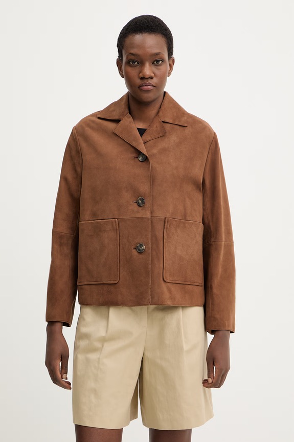 Weekend Max Mara kurtka zamszowa PALCHI nieocieplane brązowy 2615441021600