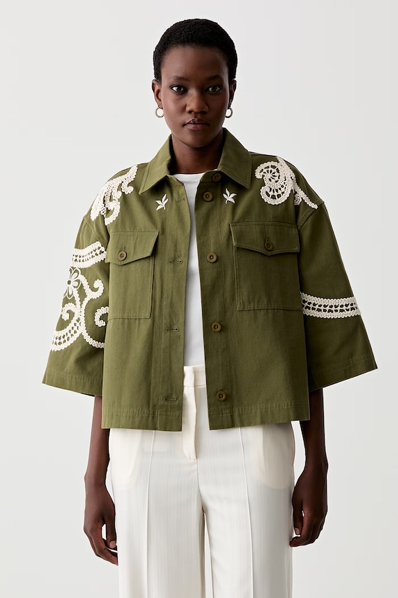 Weekend Max Mara geacă tip cămașă pentru femei, din bumbac COMO verde 2615041012600