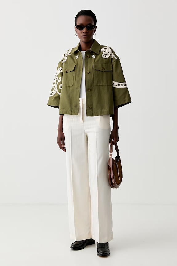 Weekend Max Mara geacă tip cămașă pentru femei, din bumbac COMO 2615041012600 verde SS26