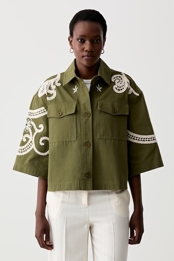 Weekend Max Mara geacă tip cămașă pentru femei, din bumbac COMO verde 2615041012600