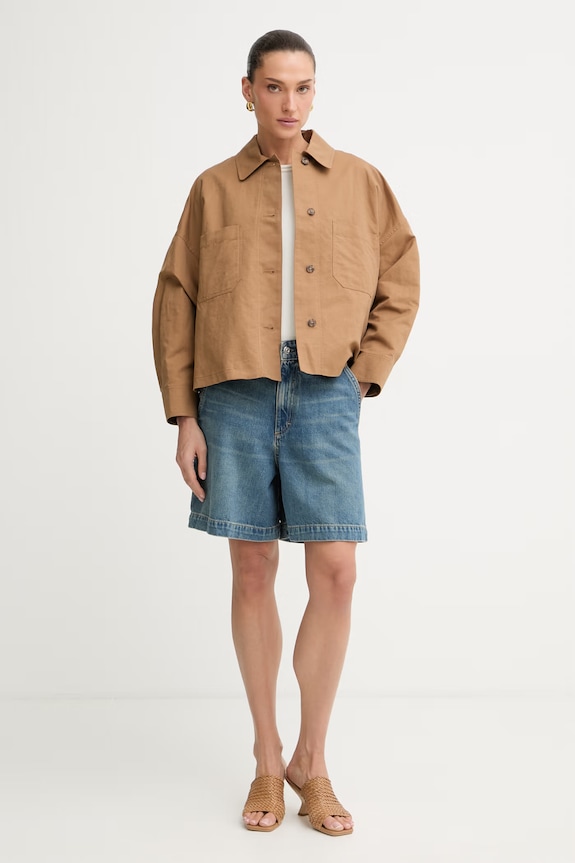 Weekend Max Mara πουκάμισο γυναικείο με λινό VETTURA 2615041082600 καφέ SS26