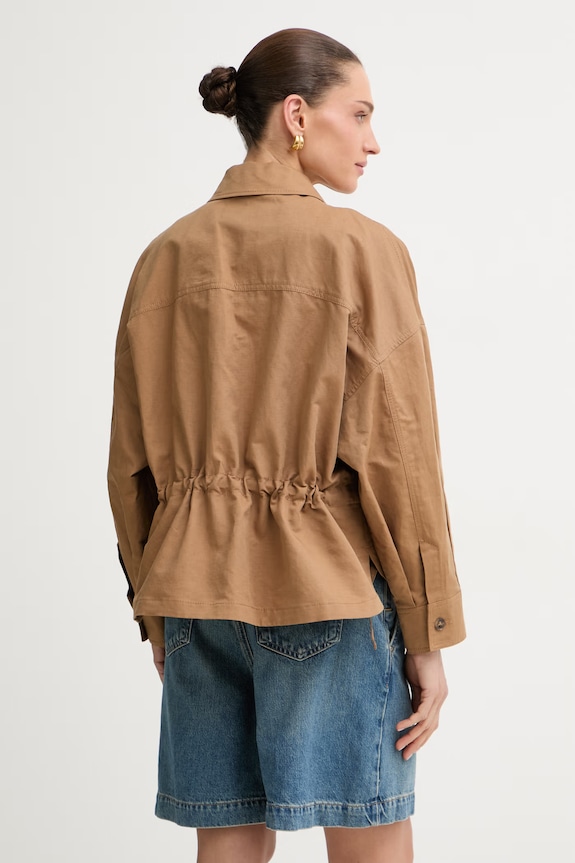 Ρούχα Weekend Max Mara πουκάμισο γυναικείο με λινό VETTURA 2615041082600 καφέ