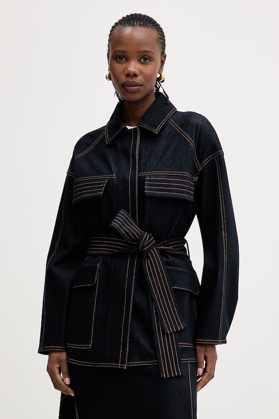 Τζιν μπουφάν MM by Max Mara WEST χωρίς κουκούλα σκούρο μπλε 2616911017600