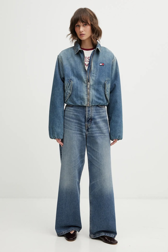 Bavlnená rifľová bunda Tommy Jeans DW0DW21982 modrá SS26