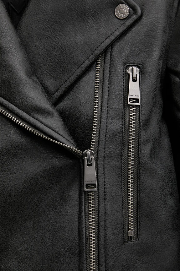 Δερμάτινο μπουφάν Tommy Jeans DW0DW22054 μαύρο
