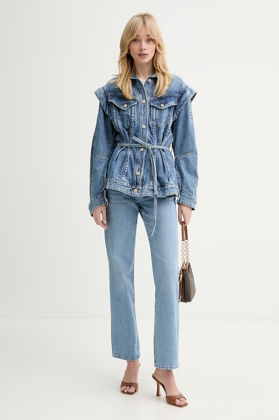 BOSS Orange kurtka jeansowa C CHINCHED JACKET 50552472 niebieski SS26