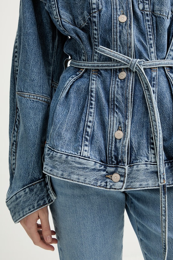 BOSS Orange kurtka jeansowa C CHINCHED JACKET 50552472 niebieski