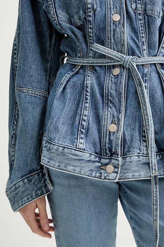 BOSS Orange kurtka jeansowa C CHINCHED JACKET 50552472 niebieski