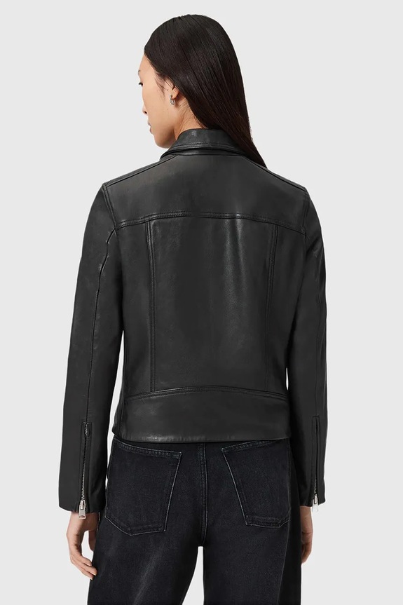 Kožená bunda AllSaints W057LD čierna SS26