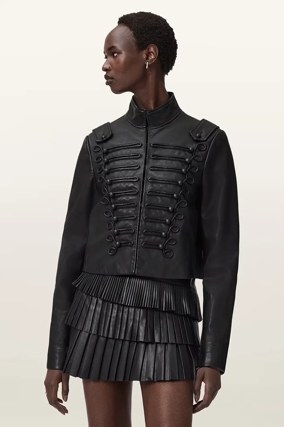 AllSaints geacă de piele cu captuseala negru W075LD