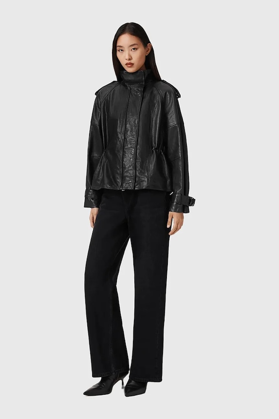 Îmbrăcăminte AllSaints geacă de piele W051LD negru