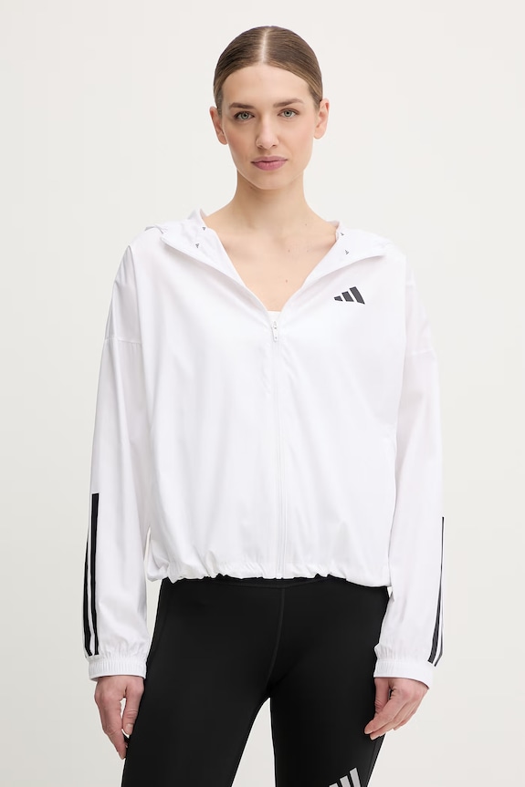 Jakna za vadbo adidas Performance Hyperglam Windy Oversize bela KC7655