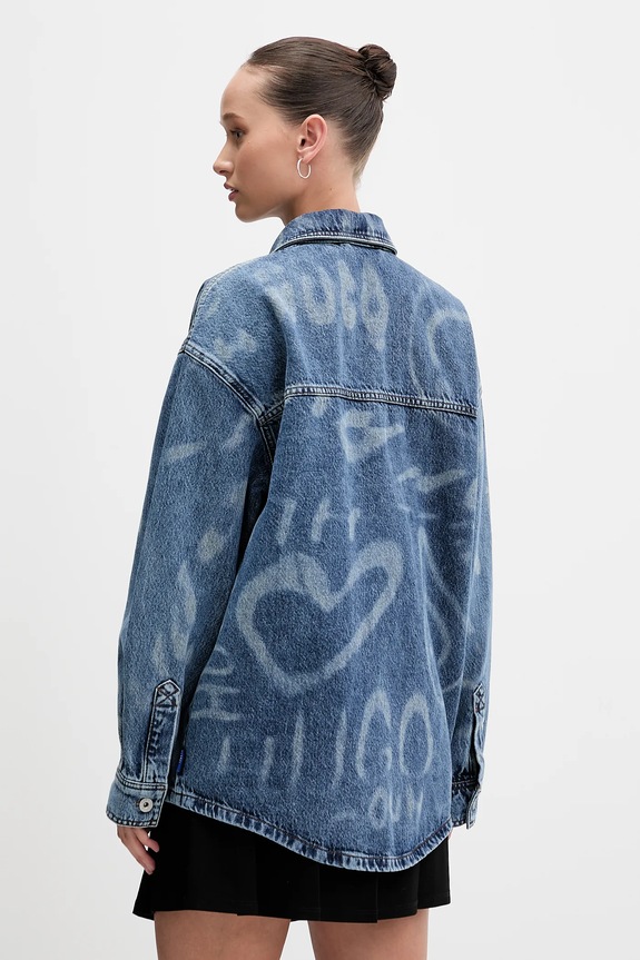 Îmbrăcăminte Hugo Blue cămașă jeans Garesa_4_B 50553558 albastru