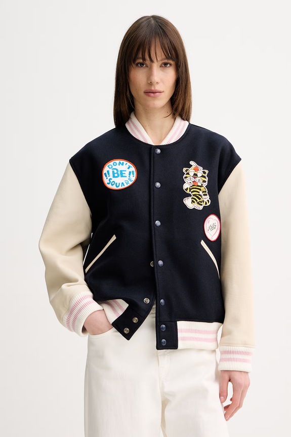 Kenzo bomber jakna za žene od vune mornarsko plava FG52BL2489ON
