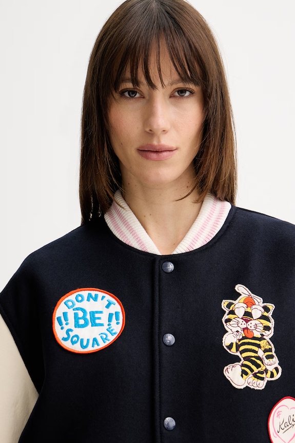 Kenzo bomber jakna za žene od vune mornarsko plava FG52BL2489ON