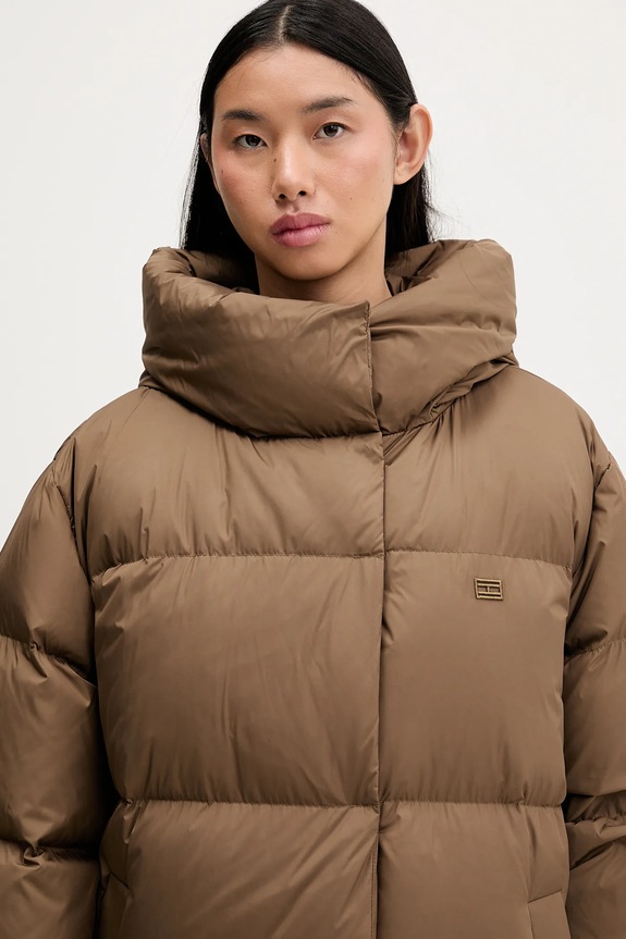 Páperová bunda Tommy Hilfiger hnedá WW0WW47745