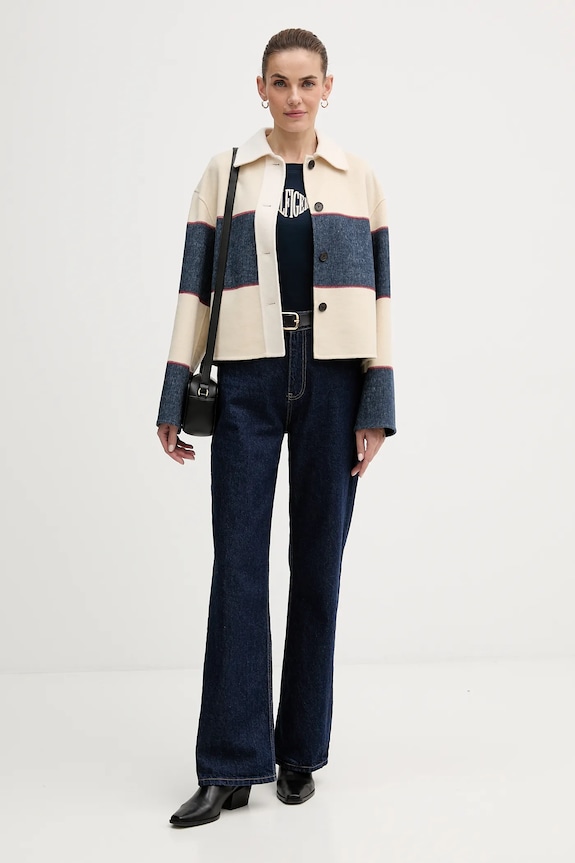 Μπουφάν με προσθήκη μάλλινου υφάσματος Tommy Hilfiger WW0WW47743 μπεζ SS26