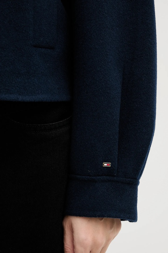 Kabát s příměsí vlny Tommy Hilfiger WW0WW47759 námořnická modř