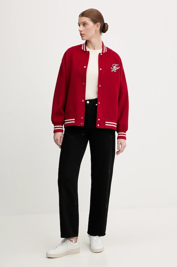 Tommy Hilfiger kurtka bomber z dodatkiem wełny WW0WW47760 czerwony SS26