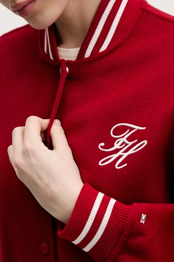 Tommy Hilfiger kurtka bomber z dodatkiem wełny WW0WW47760 czerwony