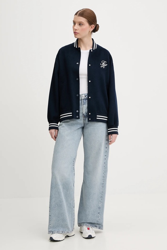 Tommy Hilfiger kurtka bomber z dodatkiem wełny WW0WW47760 granatowy SS26
