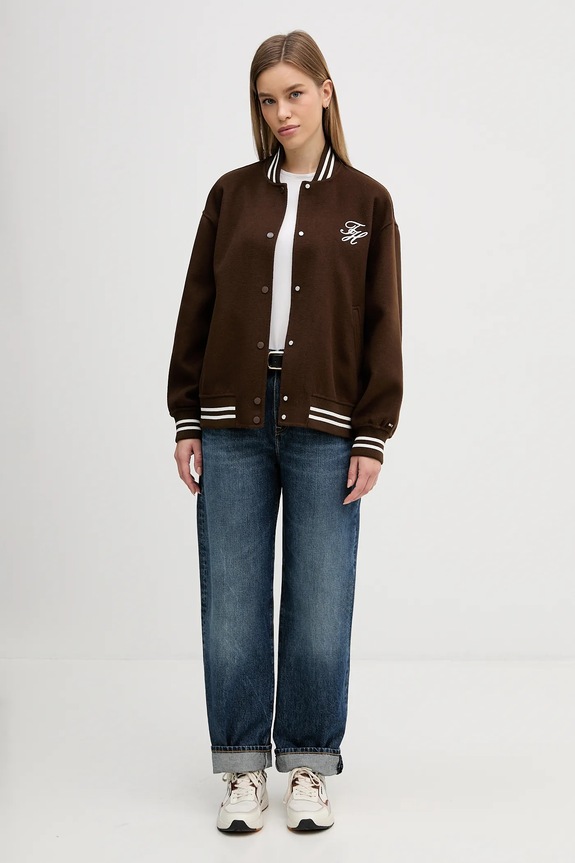 Tommy Hilfiger kurtka bomber z dodatkiem wełny WW0WW47760 brązowy SS26