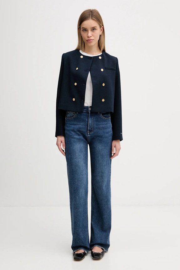 Tommy Hilfiger kurtka z dodatkiem wełny WW0WW47792 granatowy SS26