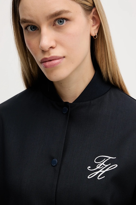 Tommy Hilfiger kurtka bomber z dodatkiem wełny granatowy WW0WW49392