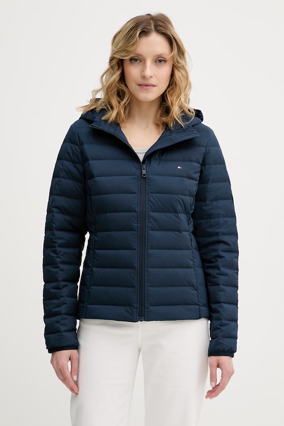Tommy Hilfiger páperová bunda dámska jemné zateplenie tmavomodrá WW0WW47753