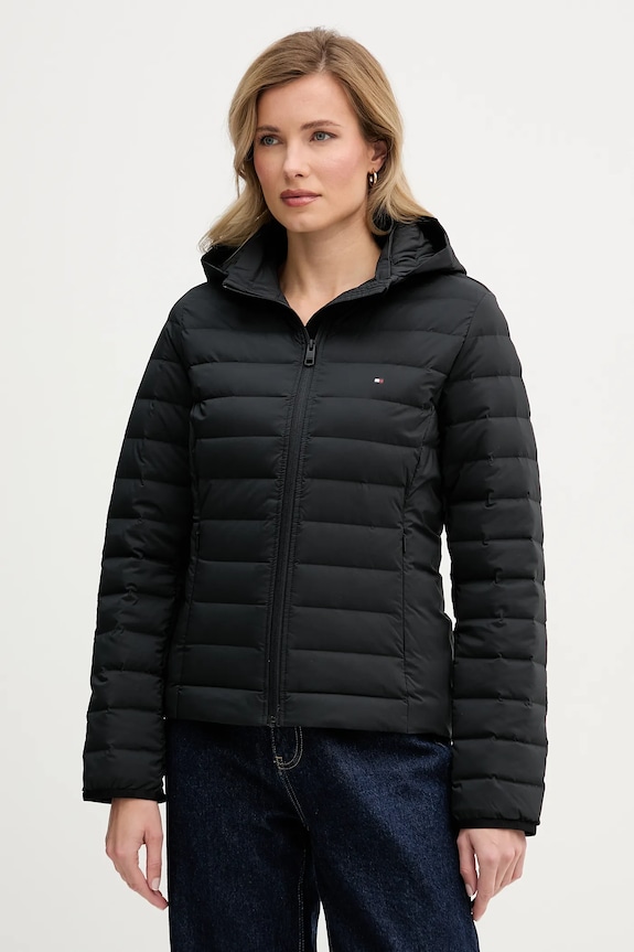 Tommy Hilfiger páperová bunda dámska jemné zateplenie čierna WW0WW47753