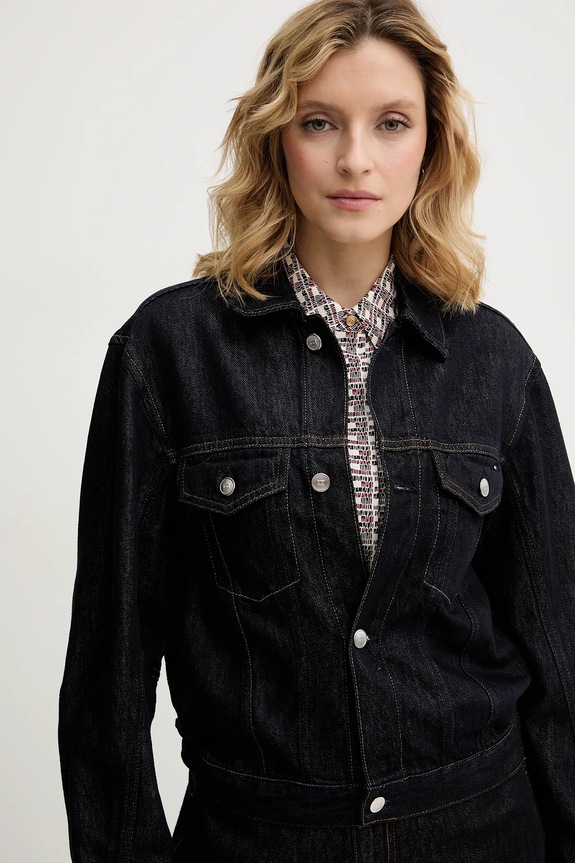 Rifľová bunda Tommy Hilfiger tmavomodrá WW0WW49523