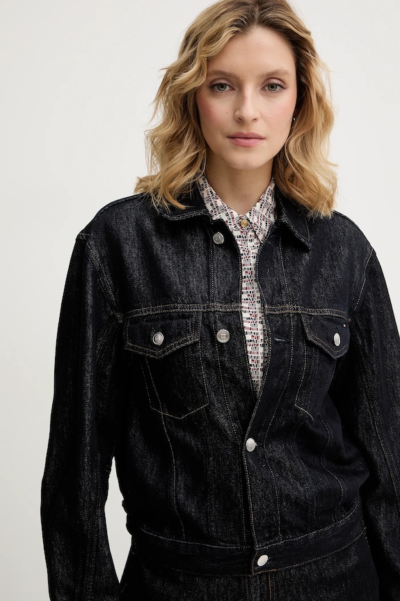 Rifľová bunda Tommy Hilfiger tmavomodrá WW0WW49523