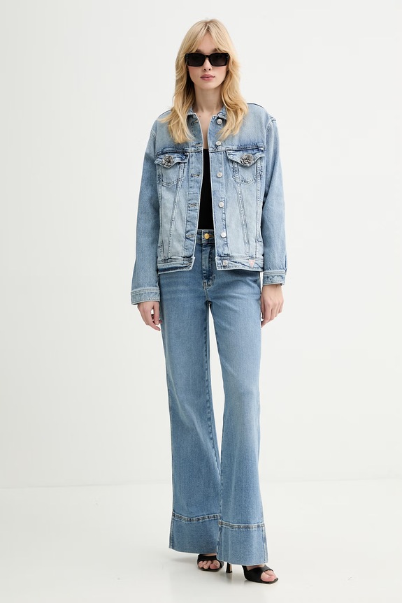 Guess jachetă pentru femei, din denim ANNA W6RN73.D6833 albastru SS26