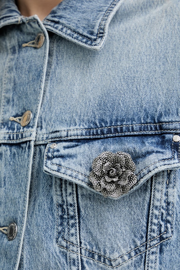 Guess jachetă pentru femei, din denim ANNA W6RN73.D6833 albastru
