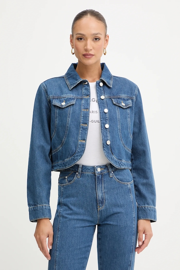 Τζιν μπουφάν Karl Lagerfeld FASHION DENIM χωρίς κουκούλα μπλε B1W14031