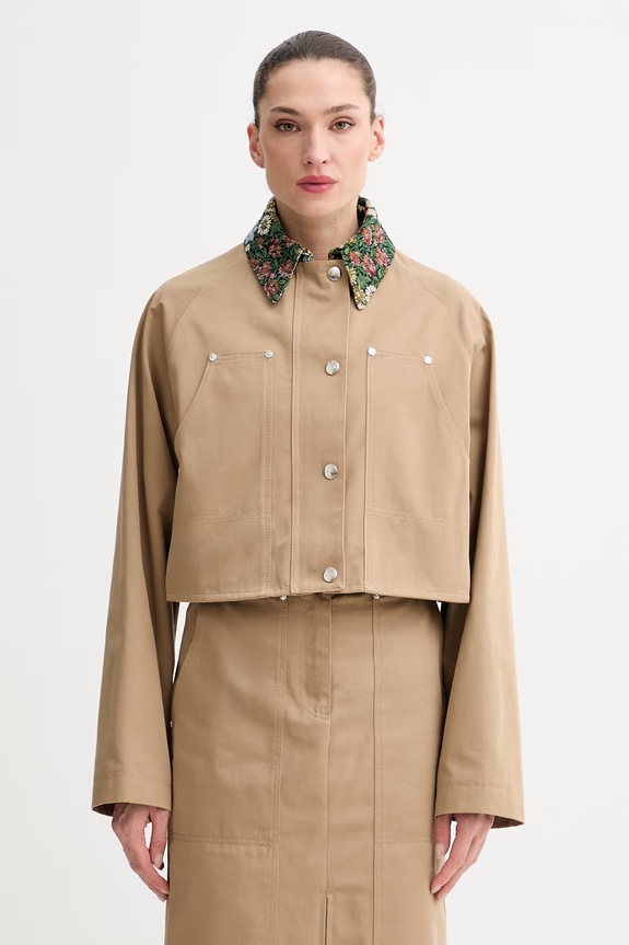 MSGM krótka kurtka damska bawełniana beżowy 4041MDH04Y.267104