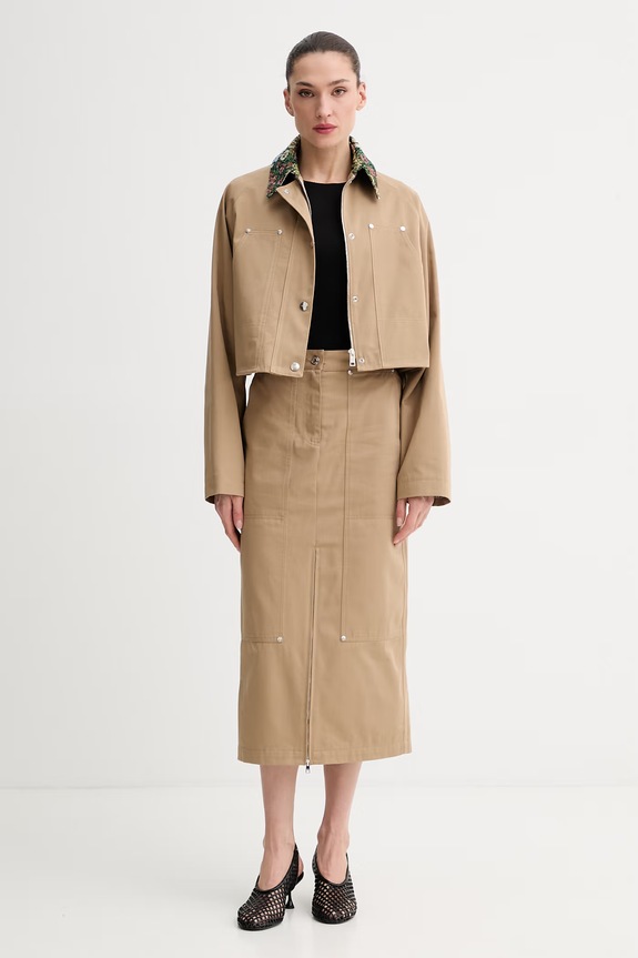 MSGM krótka kurtka damska bawełniana 4041MDH04Y.267104 beżowy SS26