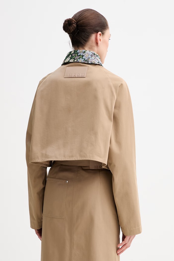 Odzież MSGM krótka kurtka damska bawełniana 4041MDH04Y.267104 beżowy