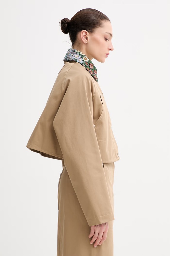 MSGM krótka kurtka damska bawełniana beżowy 4041MDH04Y.267104