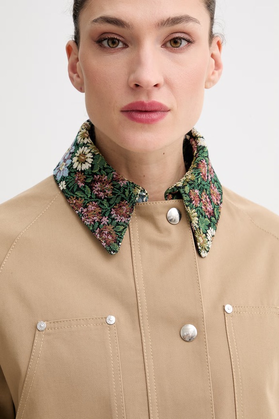MSGM krótka kurtka damska bawełniana 4041MDH04Y.267104 beżowy