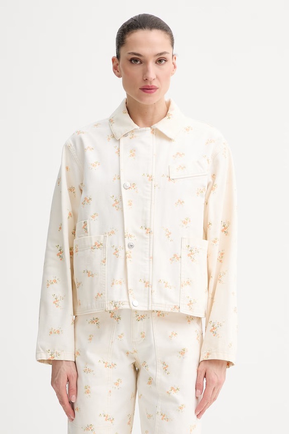 MSGM krótka kurtka damska jeansowa beżowy 4041MDH231L.267277