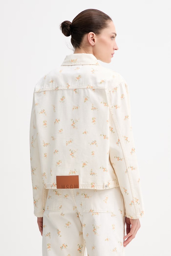 Odzież MSGM krótka kurtka damska jeansowa 4041MDH231L.267277 beżowy