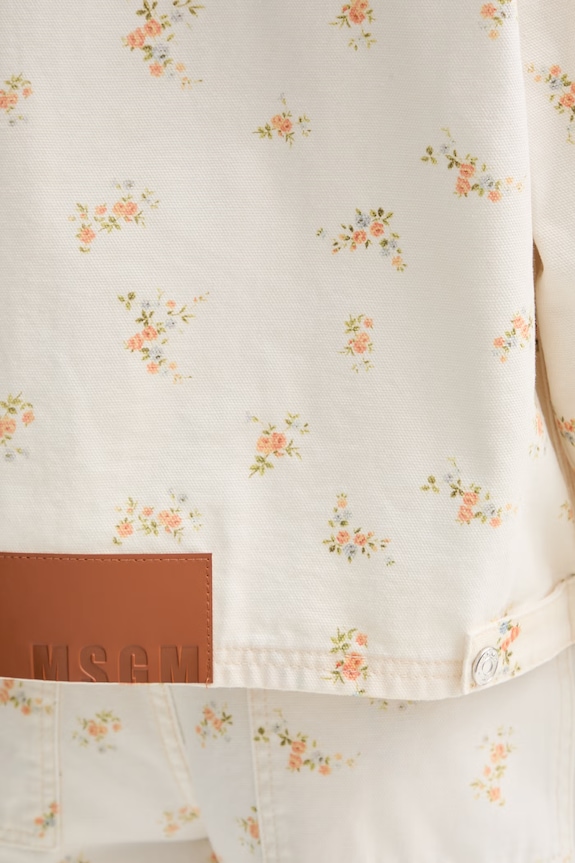 MSGM krótka kurtka damska jeansowa beżowy 4041MDH231L.267277
