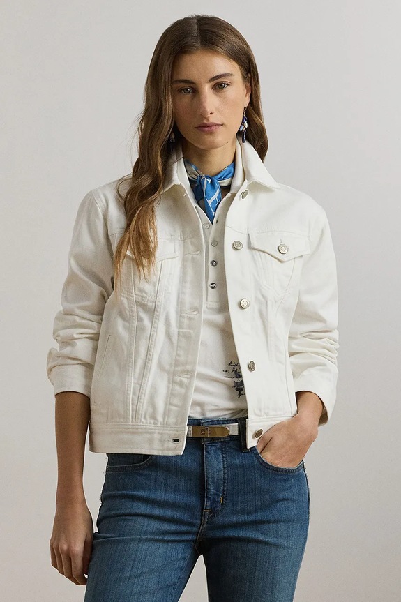 Džínová bunda Lauren Ralph Lauren riflovina bílá 200926087