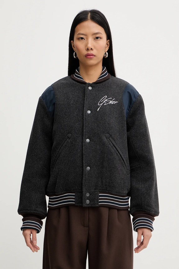 Bomber bunda s prímesou vlny G-Star Cropped Bomber bomber sivá D27339.E155
