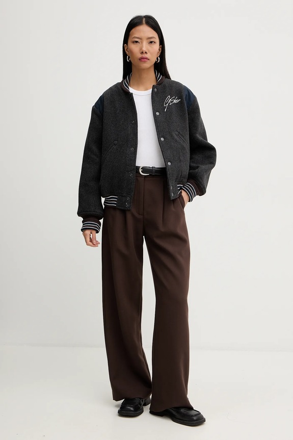 Bomber bunda s prímesou vlny G-Star Cropped Bomber D27339.E155 sivá SS26
