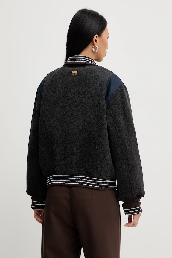 Oblečenie Bomber bunda s prímesou vlny G-Star Cropped Bomber D27339.E155 sivá