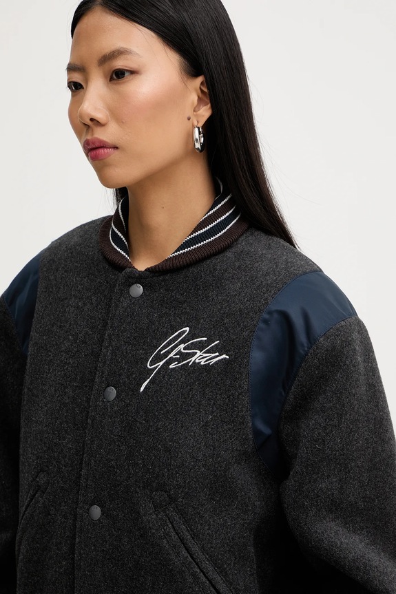 Bomber bunda s prímesou vlny G-Star Cropped Bomber sivá D27339.E155