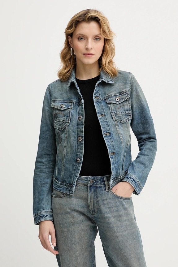 Rifľová bunda G-Star Pitched hem slim bez kapucne modrá D27939.D788